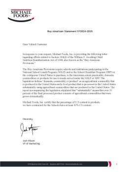 Buy American Letter SY2024-2025