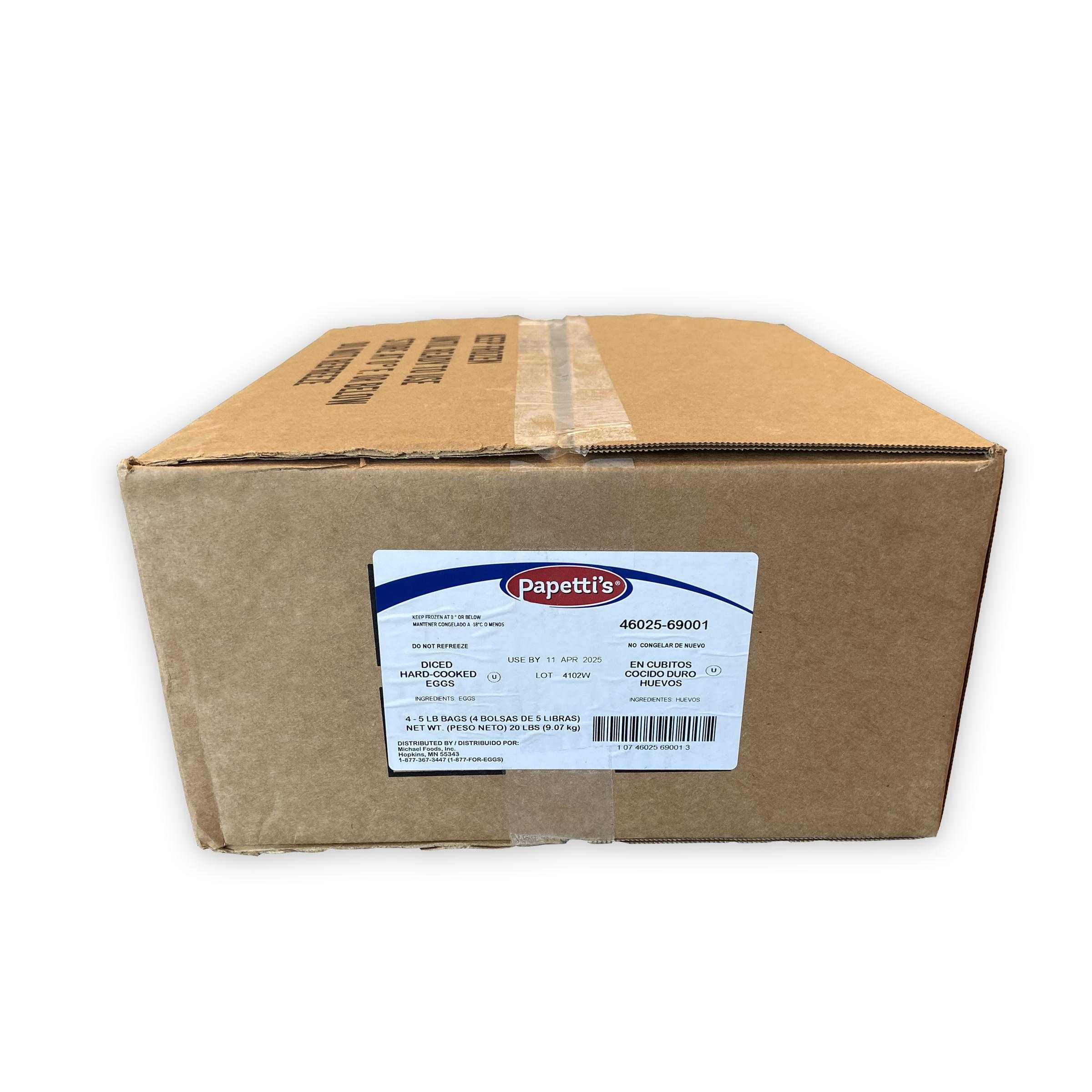 Papetti's® Frozen Diced Hard Cooked Egg, Clean Label, 4/5 LB Bag